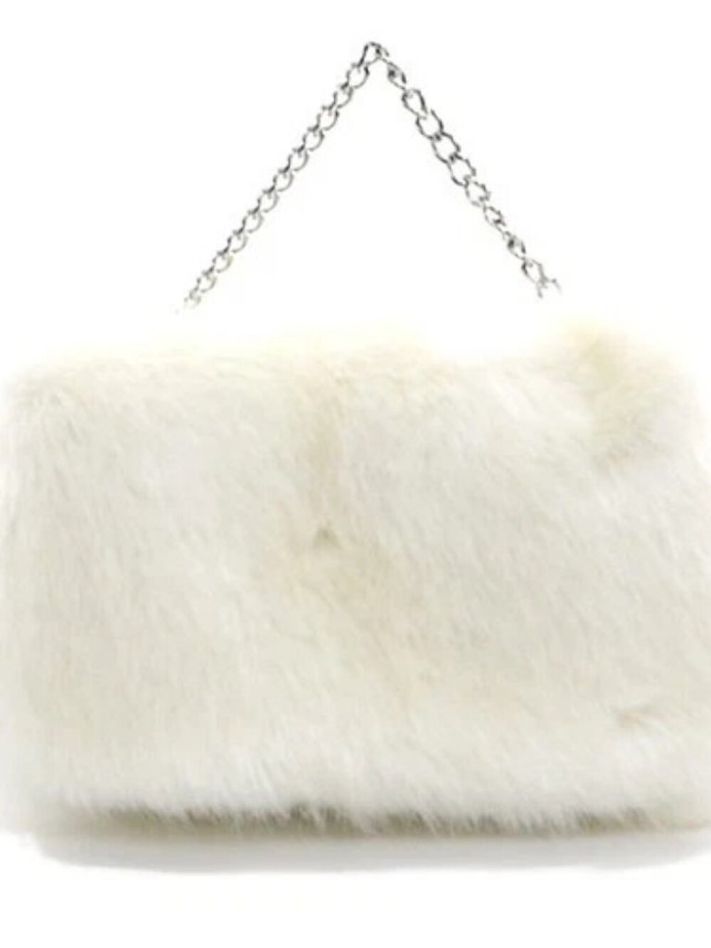 Auth ANTEPRIMA Handbag White/Silver PVC/Fur/Metal - r11112c